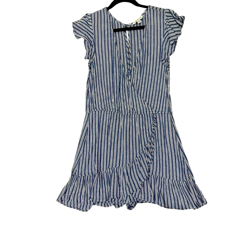 American Eagle Outfitters Blue and White Striped Wrap Skort